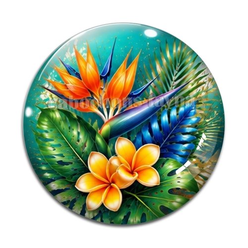 Cabochon fleur exotique – résine ou verre – différentes tailles disponibles
