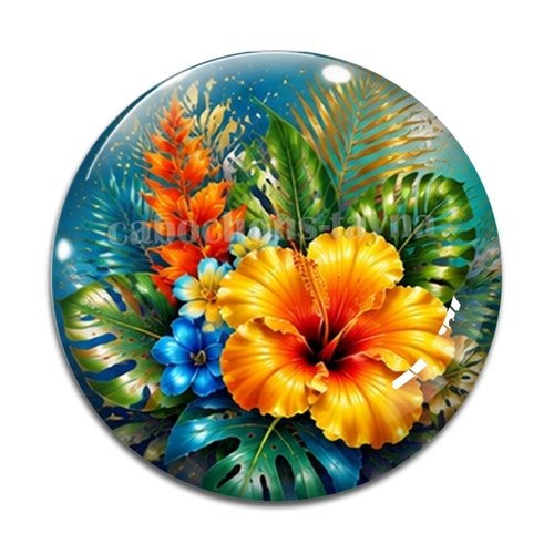 Cabochon fleur exotique – résine ou verre – différentes tailles disponibles