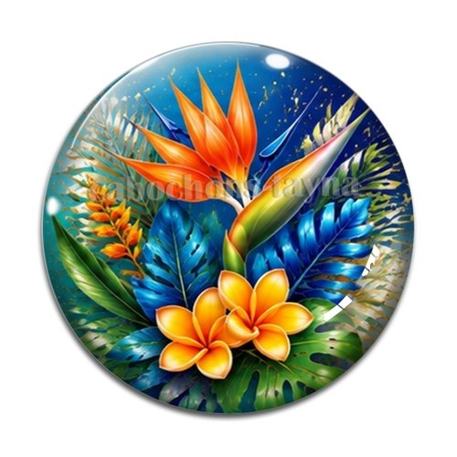Cabochon fleur exotique – résine ou verre – différentes tailles disponibles