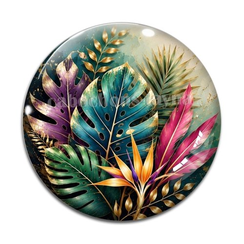 Cabochon fleur exotique – résine ou verre – différentes tailles disponibles