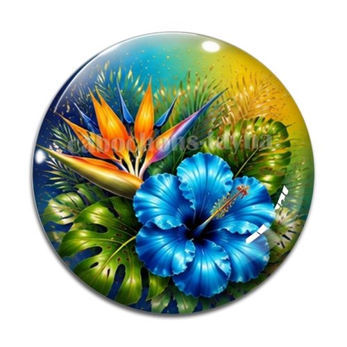 Cabochon fleur exotique – résine ou verre – différentes tailles disponibles