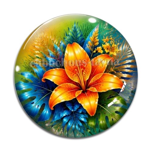 Cabochon fleur exotique – résine ou verre – différentes tailles disponibles