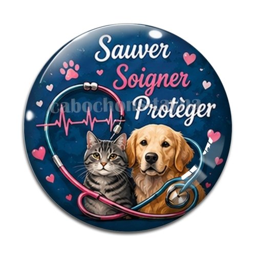 Cabochon sauver soigner protéger – résine ou verre – différentes tailles disponibles