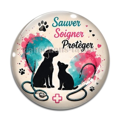 Cabochon sauver soigner protéger – résine ou verre – différentes tailles disponibles