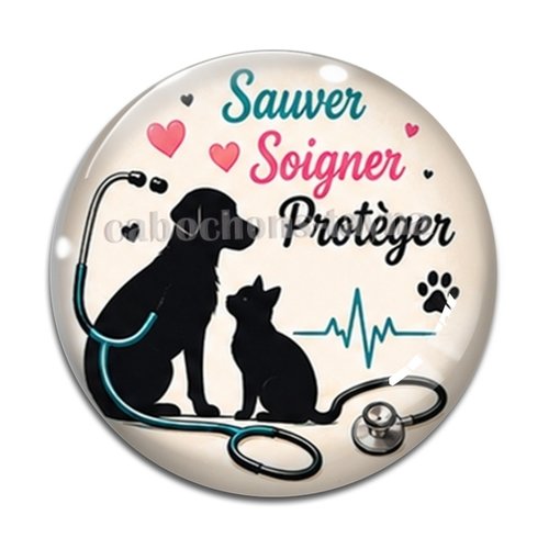 Cabochon sauver soigner protéger – résine ou verre – différentes tailles disponibles