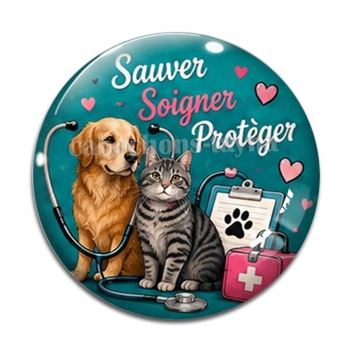 Cabochon sauver soigner protéger – résine ou verre – différentes tailles disponibles