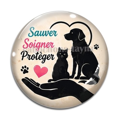 Cabochon sauver soigner protéger – résine ou verre – différentes tailles disponibles