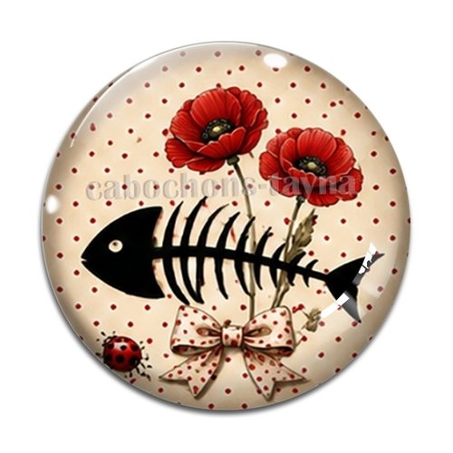 Cabochon squelette de poisson – résine ou verre – différentes tailles disponibles