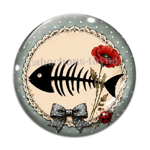 Cabochon cabochon squelette de poisson– résine ou verre – différentes tailles disponibles