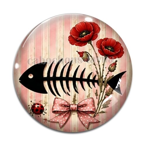 Cabochon cabochon squelette de poisson – résine ou verre – différentes tailles disponibles