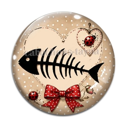 Cabochon squelette de poisson – résine ou verre – différentes tailles disponibles