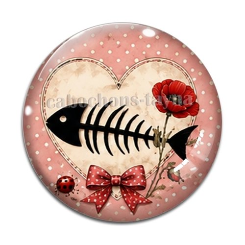 Cabochon squelette de poisson – résine ou verre – différentes tailles disponibles