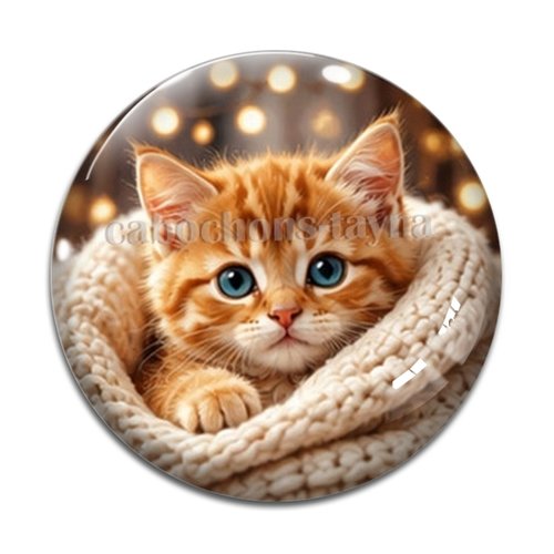 Cabochon chaton pull, résine ou verre rond différente taille