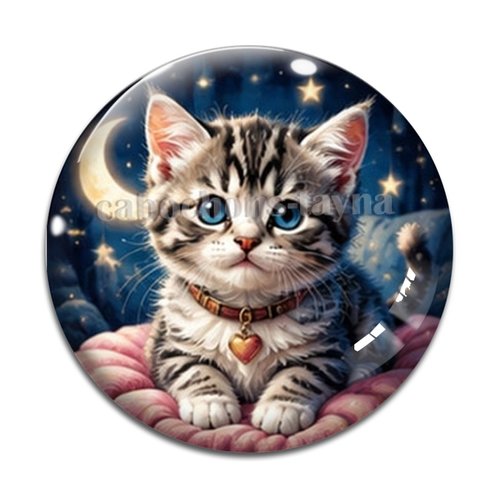 Cabochon chaton lune, résine ou verre rond différente taille