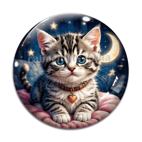 Cabochon chaton lune, résine ou verre rond différente taille
