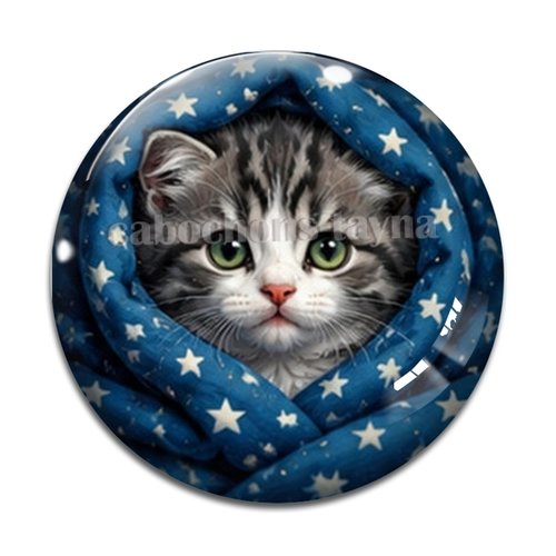 Cabochon chaton plaid étoile, résine ou verre rond différente taille