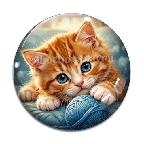 Cabochon chaton pelote, résine ou verre rond différente taille