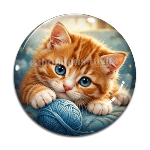 Cabochon chaton pelote, résine ou verre rond différente taille