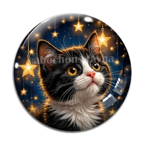 Cabochon chaton étoile, résine ou verre rond différente taille