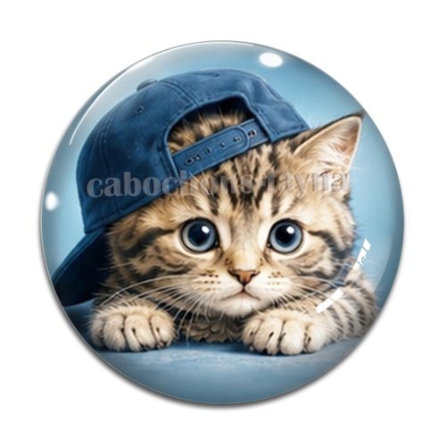 Cabochon chaton casquette, résine ou verre rond différente taille