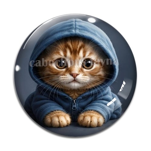 Cabochon chaton gris, résine ou verre rond différente taille