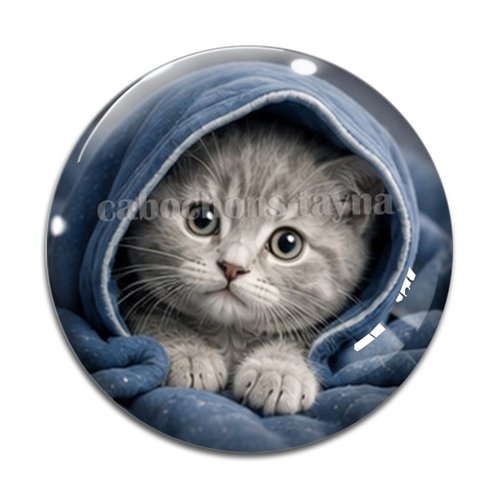 Cabochon chaton, résine ou verre rond différente taille
