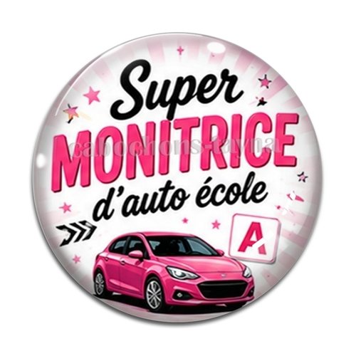 Cabochon monitrice d'auto école formidable, en résine ou en verre différente taille