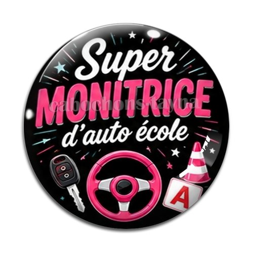 Cabochon monitrice d'auto école formidable, en résine ou en verre différente taille