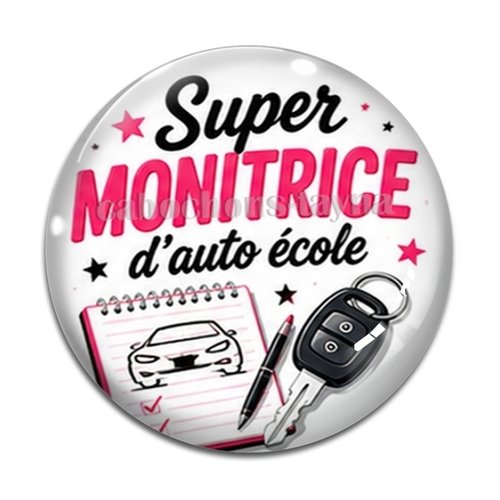 Cabochon monitrice d'auto école formidable, en résine ou en verre différente taille
