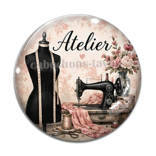 Cabochon atelier mode, cabochon résine - ou verre rond différente taille