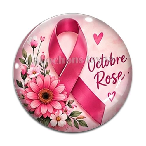 Cabochon octobre rose, cabochon résine ou verre rond différente taille