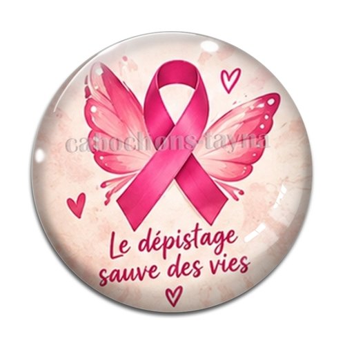 Cabochon octobre rose, cabochon résine ou verre rond différente taille