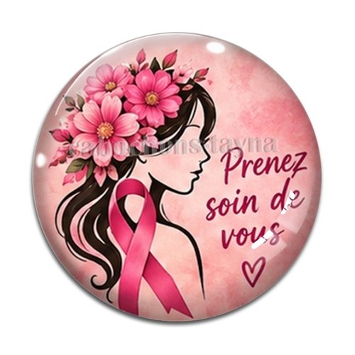 Cabochon octobre rose, cabochon résine ou verre rond différente taille