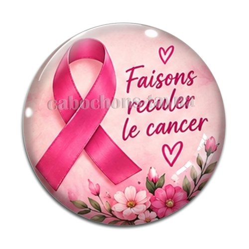 Cabochon octobre rose, cabochon résine ou verre rond différente taille