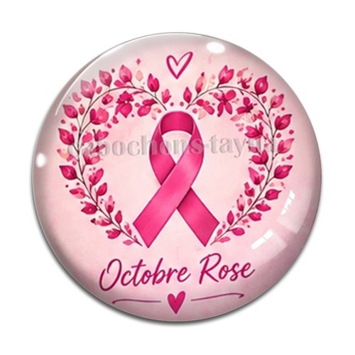 Cabochon octobre rose, cabochon résine ou verre rond différente taille