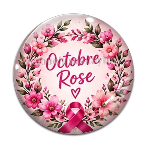 Cabochon octobre rose, cabochon résine ou verre rond différente taille