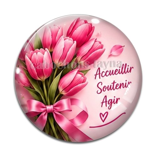 Cabochon octobre rose, cabochon résine ou verre rond différente taille