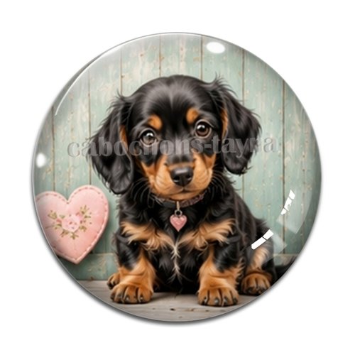 Cabochon chien, résine ou verre rond différente taille