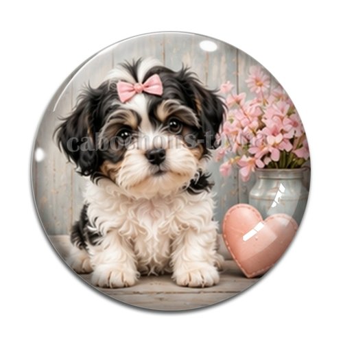 Cabochon chien, résine ou verre rond différente taille