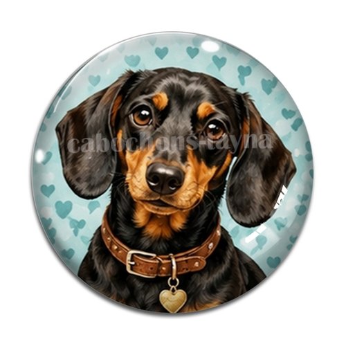 Cabochon chien, résine ou verre rond différente taille