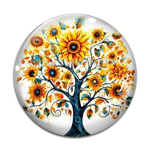Cabochon arbre de vie, résine ou verre rond différente taille