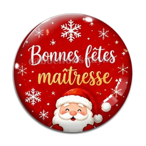 Cabochon bonnes fêtes maîtresse – résine ou verre – différentes tailles disponibles
