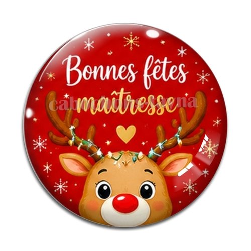 Cabochon bonnes fêtes maîtresse – résine ou verre – différentes tailles disponibles