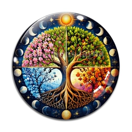 Cabochon arbre de vie, résine ou verre rond différente taille