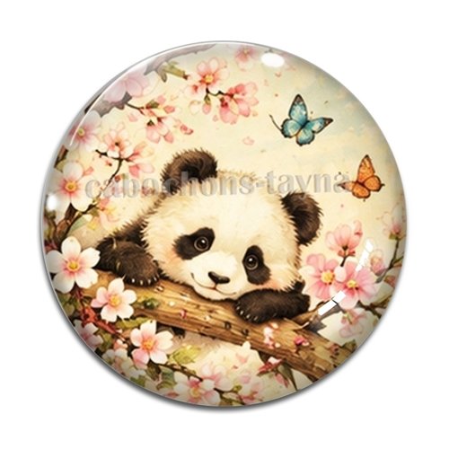 Cabochon panda, cabochon résine ou verre rond différente taille