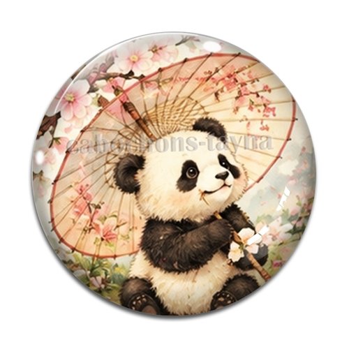 Cabochon panda, cabochon résine ou verre rond différente taille