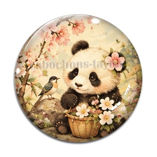 Cabochon panda, cabochon résine ou verre rond différente taille