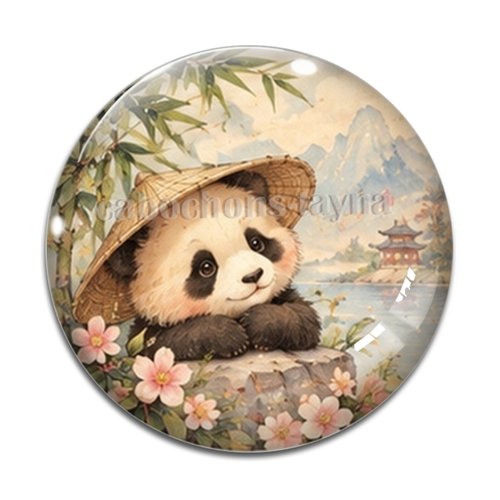 Cabochon panda, cabochon résine ou verre rond différente taille