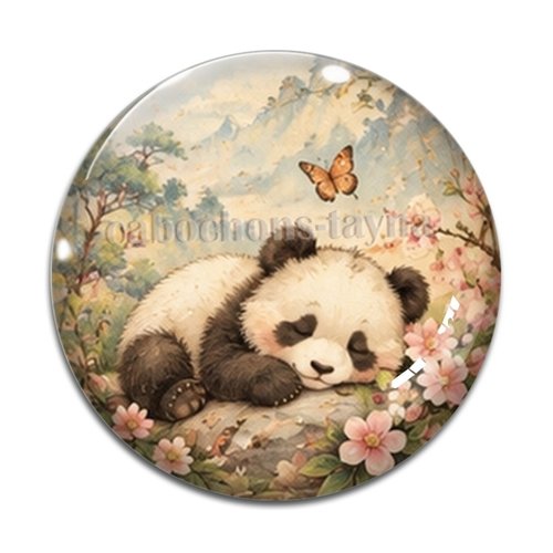 Cabochon panda, cabochon résine ou verre rond différente taille