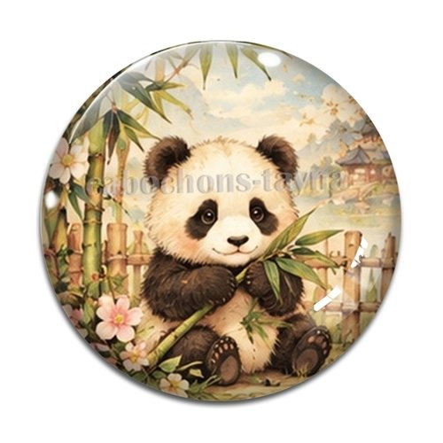 Cabochon panda, cabochon résine ou verre rond différente taille